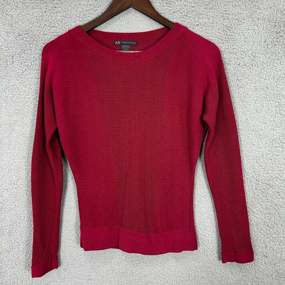 A/X Armani Exchange Sweater Womens XXS Red Elbow Patch Designer Preppy Twee‎ Y2K - Picture 1 of 5